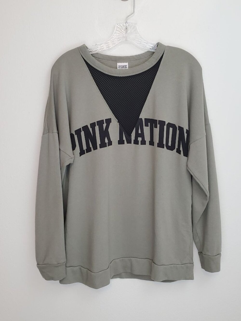 Pink Victoria's Secret mesh V-neck sweatshirt